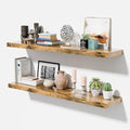 55 Inch Long Floating Shelves for Wall, Rustic Brown 12 in Deep Floating Shelves, Fireplace Mantel with Invisible Metal Bracket, Large Wall Mounted Shelves for Living Room, Bedroom, Set of 2