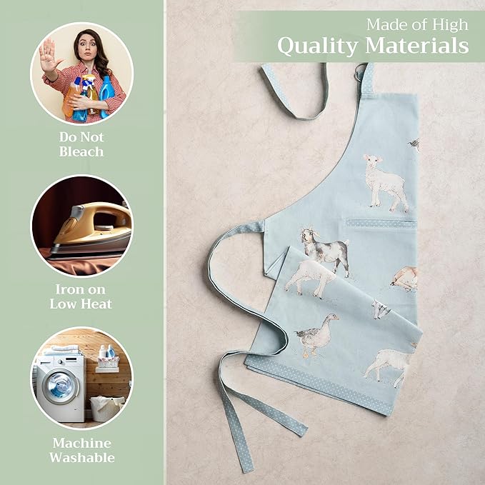 Maison d' Hermine 100% Cotton Apron for women with Pocket Kitchen Chef Apron for Men Cooking Gardening Server Waitress