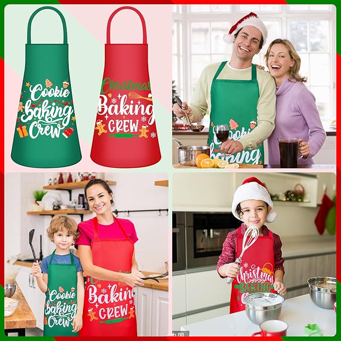 6 Pack Christmas Kitchen Aprons for Women Men Adjustable Holiday Apron with Pocket Funny Christmas Aprons for Cooking Party Xmas Party Gift (6 Design)