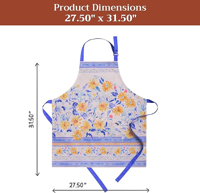 Maison d' Hermine 100% Cotton Apron for women with Pocket Kitchen Chef Apron for Men Cooking Gardening Server Waitress