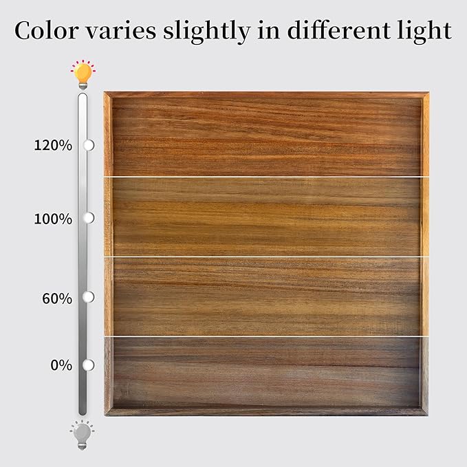 Hanobe Ottoman Tray for Table Top: 20'‘ Wood Decorative Tray for Home Decor - Large Coffee Table Serving Tray with Handles for Living Room