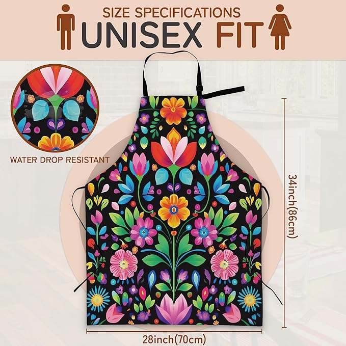 Kitchen Apron with Pocket,Waterproof Adjustable Neck and Long Ties, Cooking Baking Gardening Painting Apron for Women