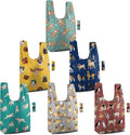 BeeGreen Dog Reusable Grocery Bags 6 Pack - Foldable, Heavy Duty Shopping Tote Bags with Zipper Pouch, Large Capacity (50+ Lbs), Animal Prints Designs for Women & Men, Machine Washable