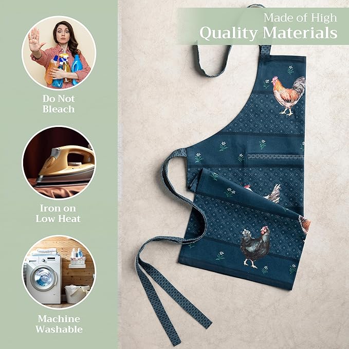 Maison d' Hermine 100% Cotton Apron for women with Pocket Kitchen Chef Apron for Men Cooking Gardening Server Waitress