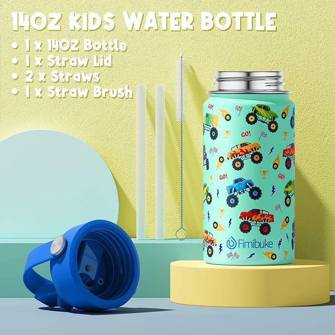 Fimibuke Kids Bento Lunch Box, Leakproof Toddler Bento Box with 8.5 OZ Insulated Food Jar, Lunch Bag, Kids Water Bottle, 3 or 4 Compartment Container for Back to School Toddler Girls Boys