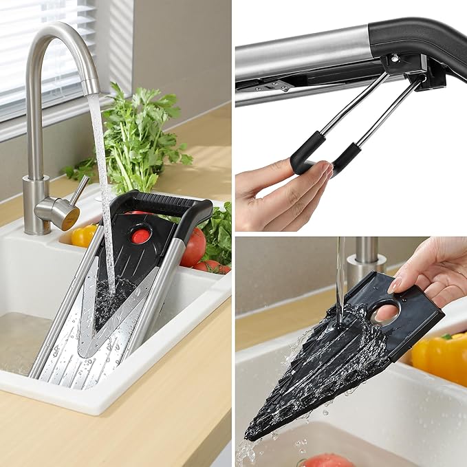 Supernal 5-in-1 Adjustable Mandoline Slicer for Kitchen,Stainless Steel Vegetable Cutter with Cut-Resistant Gloves,Safe & Durable Mandolin Slicer for Potato,Tomato,Carrot,Onion,and More