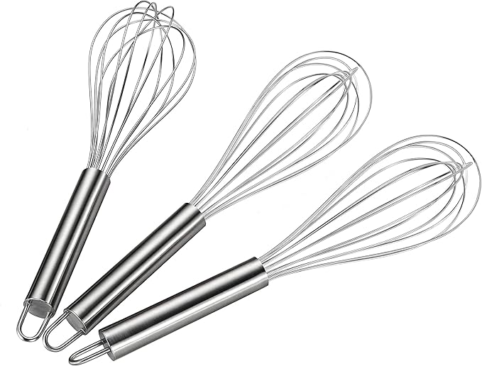 Wire Whisks for Household Purposes Pack of 3 Stainless Steel Handheld Egg Whisk 10-Inch