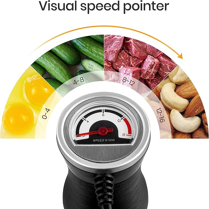 BergHOFF X5 Pro Stainless Steel Handheld Food Processor With 5 Multifunctional Blades, 1000W, 18000 RPM, 13ft Expandable, Low Noise, 16-Speed Control, Lightweight