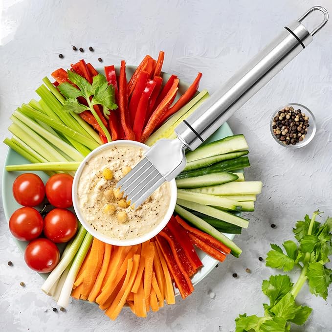 PCTC Stainless Steel Chopped Green Onion Knife, Kitchen Tool Slice Cutlery Vegetable Cutter Sharp Scallion Cutter Shred Knife, for Kitchen Cutting Vegetables Onion Garlic Slicing Tool（1 Pack）
