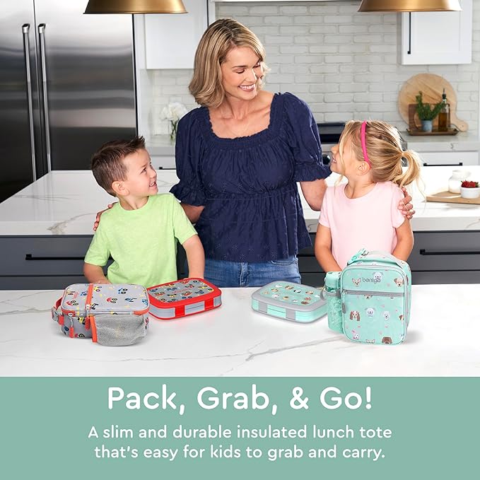Bentgo® Kids Insulated Lunch Tote - Water-Resistant, Reusable, Lightweight & Durable Lunch Bag with Water Bottle Holder & Mesh Pocket, Fits Lunch Box & Water Bottle - Ideal for Ages 3+ (Puppy)