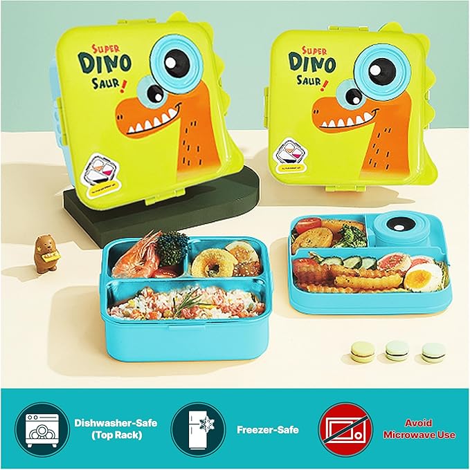 Leak-Proof 6-Compartment Lunch Box For Kids (Boys & Girls)-Snack Containers–Ideal Portions- Portable & Easy to Clean–Keeps Food Fresh- Perfect For School, Daycare, Travel & Meal Prep- BPA-Free