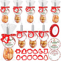 12 Sets Christmas Whisk Gifts Include 10 Inch Stainless Steel Silicone Whisk Xmas Hollow Molds Greeting Cards Ribbons for Neighbor Family Friends Baking Cooking Enthusiast Supplies