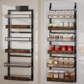 Over the Door Pantry Organizer,6 Tier Wall Mounted Hanging Spice Rack with Adjustable Basket,Heavy Duty Metal Back of Door Storage Shelf for Kitchen Pantry and Bathroom
