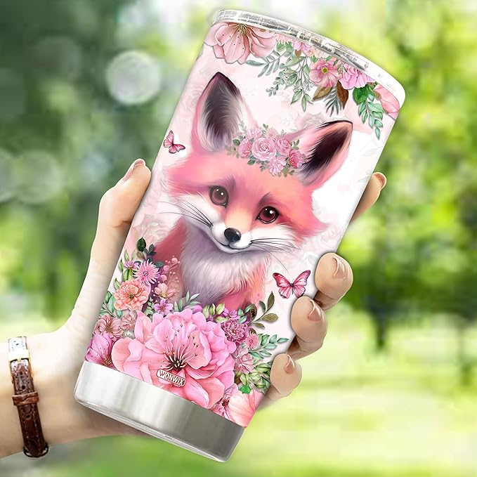 Tumbler Fox Themed Gifts For Women, Girls Who Freaking Love Foxes Cute Funny Gift Mug Cups Birthday Christmas Valentine Mugs Coffee Stainless Steel Cup With Lid