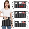 3 Pack Waist Apron with 3 Pockets, Unisex Black Waiter Aprons, Water Resistant Server Aprons for Restaurant Chef Bar