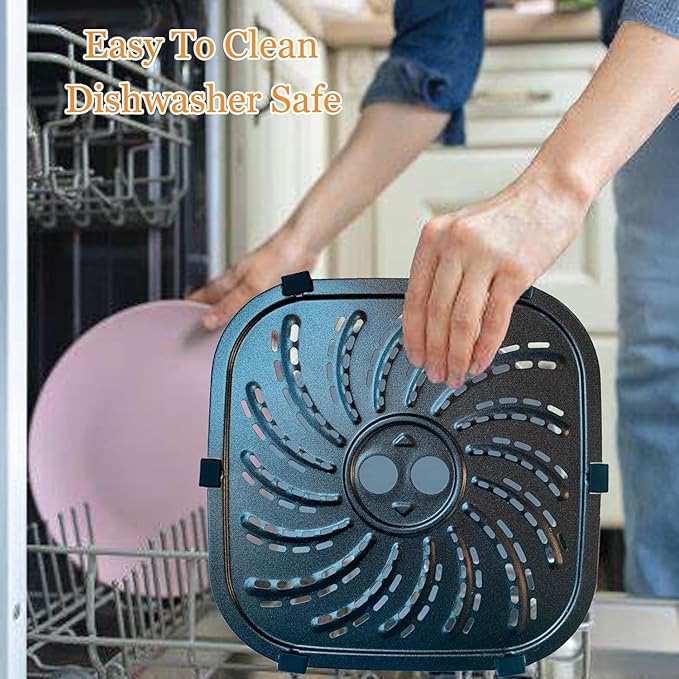 ALJ 4QT Air Fryer Grill Pan for PowerXL Vortex Pro Air Fryer 4QT, Upgraded Replacement Grill Plate Crisper Plate Tray Rack Grate Grid Shelf for 4 Quart PowerXL Air Fryers, Nonstick, Dishwasher Safe
