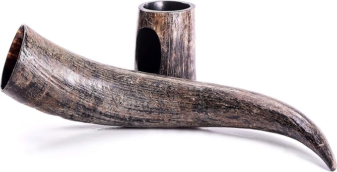 Norse Tradesman Genuine 20" Ox-Horn Viking Drinking Horn with Fitted Stand & Burlap Gift Sack - The Original, 20-Inches, Low Polish