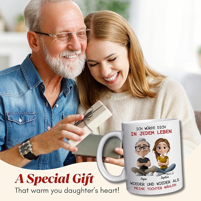 Wrappiness Always Choose You Personalized Coffee Mug for Daughter from Dad - Custom Spanish Coffee Mugs Immer deine Wahl Daughter Birthday Mother's Day Gift from Father