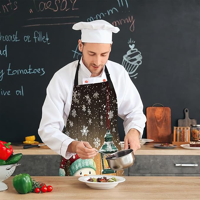 Cooking Aprons for Men and Women,Adjustable Bib Chef Apron with 2 Pockets, Soft and Durability Kitchen Apron