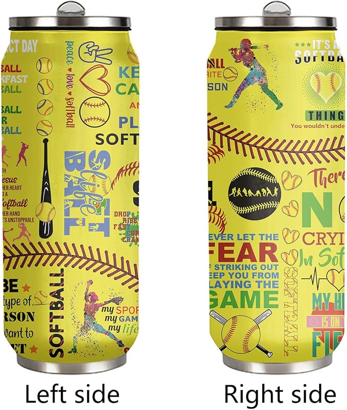 Softball Tumbler Cup 17oz Stainless Steel Insulated Travel Mug Tumblers Cup Softball Gift for Women Girls Mom Gifts for Birthday Christmas