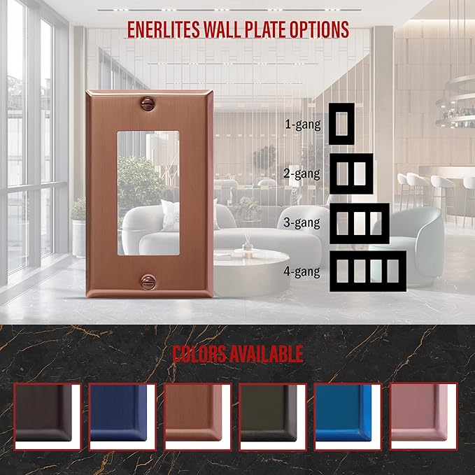 ENERLITES Decorator Switch Metal Wall Plate, Stainless Steel Outlet Cover, Corrosion Resistant, Standard Size 1-Gang 4.50" x 2.76", Stainless Steel 201, 7731-BRG, Brushed Rose Gold
