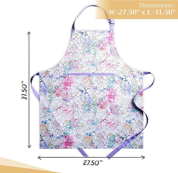 Maison d' Hermine 100% Cotton Apron for women with Pocket Kitchen Chef Apron for Men Cooking Gardening Server Waitress