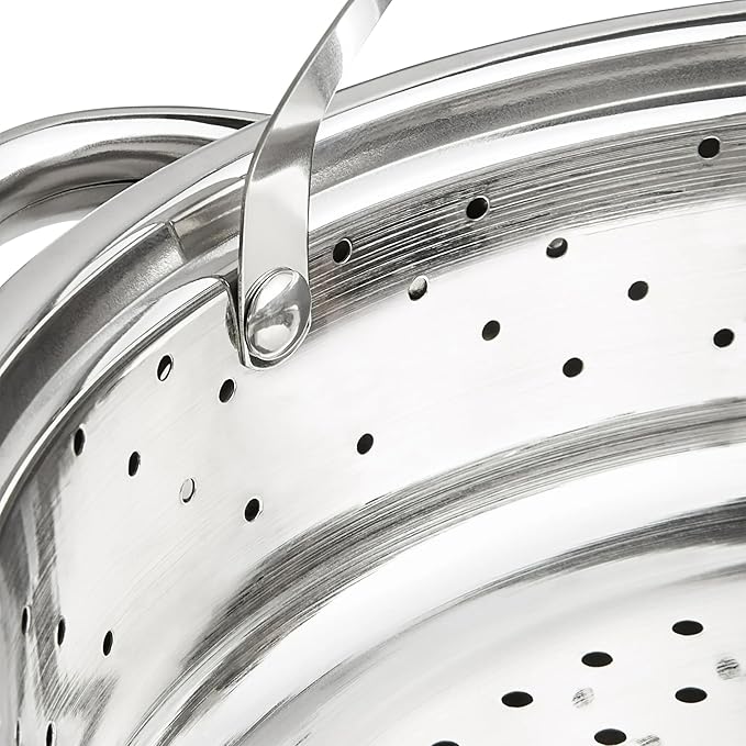 8 Qt 4-Piece Stainless Steel Multipot Set - Stock Pot with Steamer Basket, Colander & Heat-Resistant Glass Lid | Stay-Cool Handles, Durable Cookware for Large Gatherings & Daily Cooking