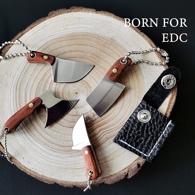 STARDW Mini Pocket Knife Set, Utility EDC Knife with Sheath,Mini Chef Keychain Knife, Tiny Things for Box Cutter Letter Opener Package Opener, Cool Gadgets EDC Tools -Set of 4
