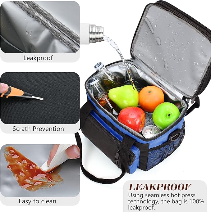 LOKASS Lunch Box for Women/Men-16L-Insulated Lunch Bag, Expandable Double-layer Leakproof Cooler Bag with Upgrade Adjustable Shoulder Strap Ideal for Work/Travel/Picnics（Sapphire Blue）
