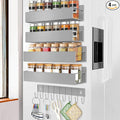 Magnetic Spice Rack Organizer for Fridge Seasoning Organizer for Kitchen storage with Screw Magnetic Shelf with Hook for Refrigerator and Oven (4pack1hook-Grey)