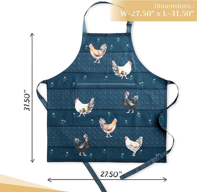 Maison d' Hermine 100% Cotton Apron for women with Pocket Kitchen Chef Apron for Men Cooking Gardening Server Waitress
