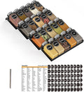 SpaceAid Spice Drawer Organizer with 20 Spice Jars, 386 Spice Labels, 4 Tier Seasoning Rack Tray Insert for Kitchen Drawers, 9-1/2" Wide x 17-1/2" Deep