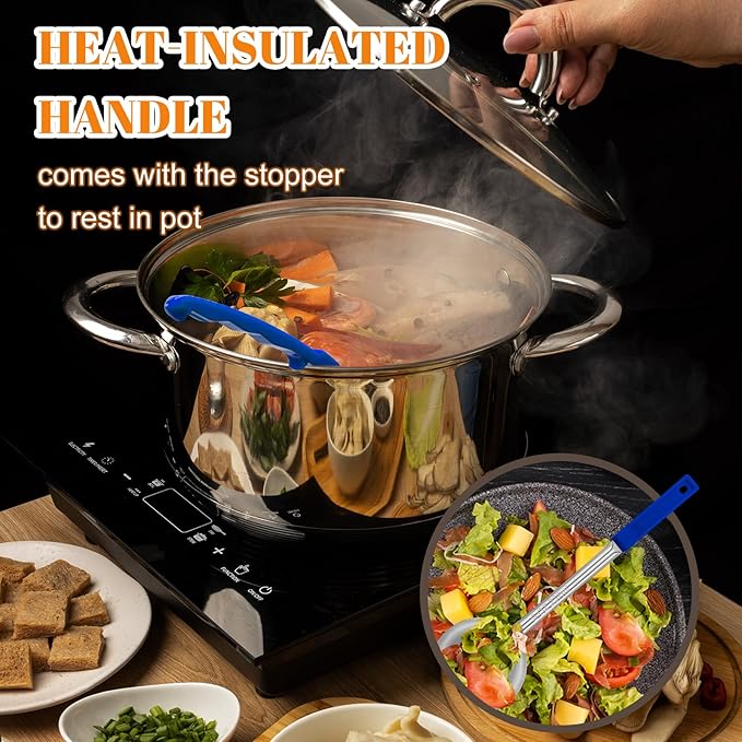 Stainless Steel Perforated Portion Control Ladle Spoon - Pizza Sauce Serving Spoons Portion Ladle for Sauces, Perfect for Weight Watchers, Buffets, Parties，2 oz 4oz 6oz 8oz Color Handles Spoodle