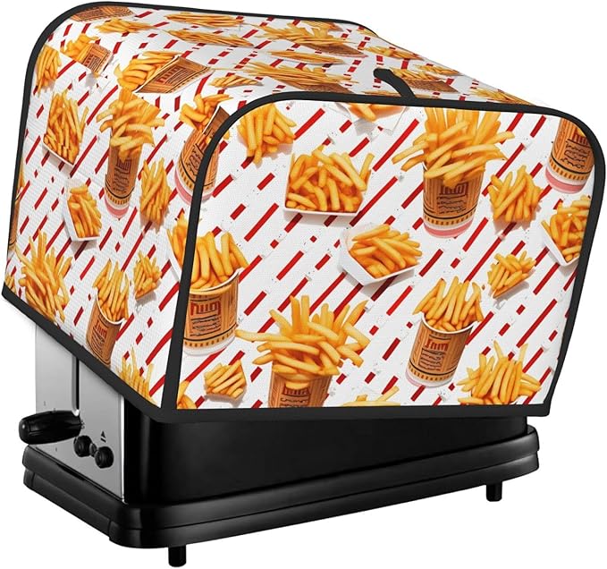 Chips Pattern 4 Slice Toaster Cover Wide Slot Dustproof Bread Maker Cover Fingerprint Bakeware Protection Kitchen Appliance Cover Toaster Bag