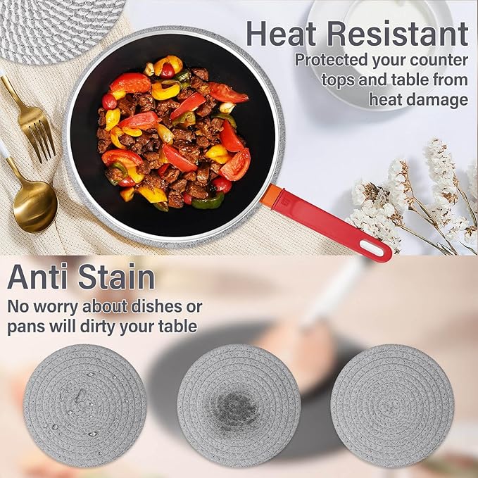 Billbotk 10" Trivets for Hot Dishes, Hot pots and Pans, Set of 4, Heat Resistant Pot Holders for Kitchen, Hot Pads for Countertops