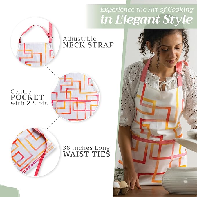 Maison d' Hermine 100% Cotton Apron for women with Pocket Kitchen Chef Apron for Men Cooking Gardening Server Waitress