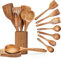 Wooden Spoons for Cooking,9 Pcs Teak Kitchen Utensil Set Wooden Cooking Utensils Wooden Spatula for Cooking