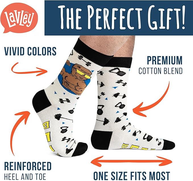 Lavley Funny Socks for Sports Fans and Players - Cool Novelty Gifts for Men, Women, & Teens