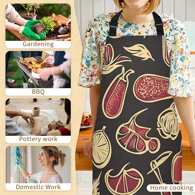 Kitchen Apron with Pockets,Adjustable Aprons for Women Men,Waterproof Chef Aprons for Cooking,BBQ,Gardening