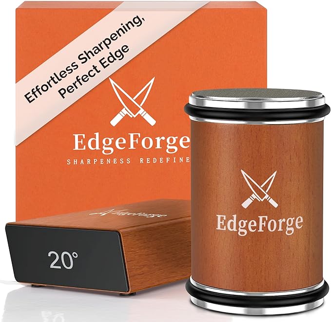 EdgeForge™ Rolling Knife Sharpener Kit - Beech Wood Magnetic Rolling Sharpener for Knives with 15 & 20 Degree Angles - Elegant Gift for Chefs & Cooks - Knife Sharpening Kit for Kitchen & Pocket Knives