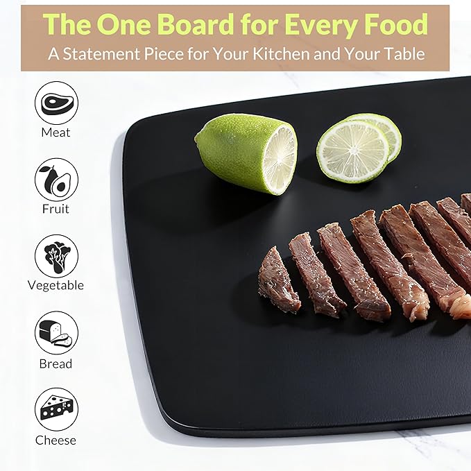 Wood Fiber Cutting Board for Kitchen - High Density, Non-Porous, BPA-Free, Reversible Chopping Board, Dishwasher Safe, Knife-Friendly Cutting Board for Meat, Bread, Fruit, 14.6" x 10.8", Black