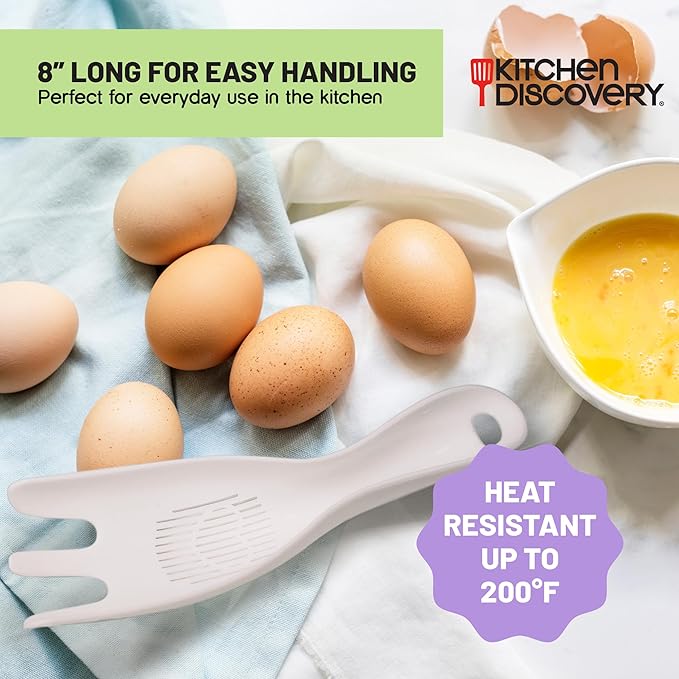 Multifunctional Scoop Strainer – Kitchen Discovery – Slotted Colander Spoon Scoops and Drains, Serves Rice, Separates Eggs, Sprinkles Powdered Sugar 8x2.25x1.25
