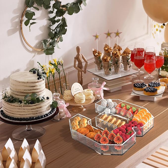 13.8" Acrylic Number Charcuterie Tray, Fillable Number Charcuterie Box for Food, Reusable Serving Cake Candy Dish Display Tray for Birthday Anniversary Party Decoration (Square Number 3)