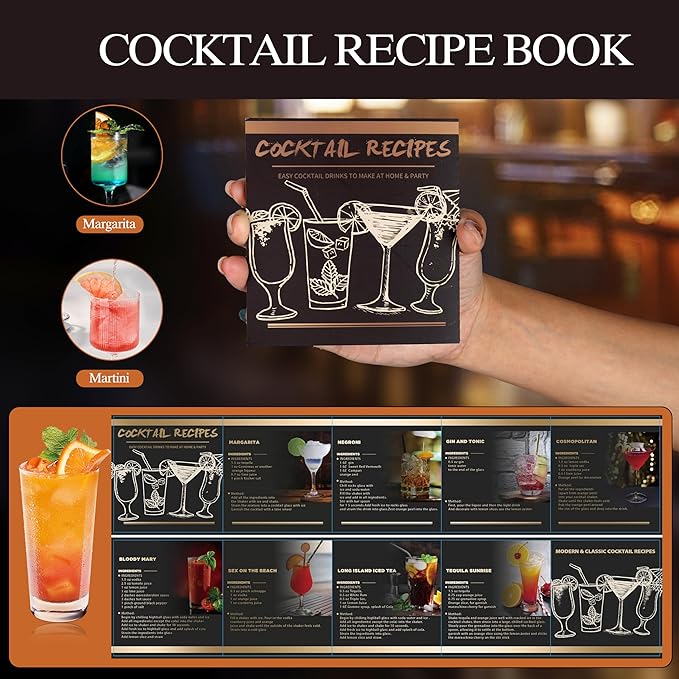 Mixology Bartender Kit – 24 Piece Gun Metal Cocktail Shaker Set w/Stand – Essential Home Bar Accessories Martini Shaker, Jigger, Muddler, Chilling Cubes & More