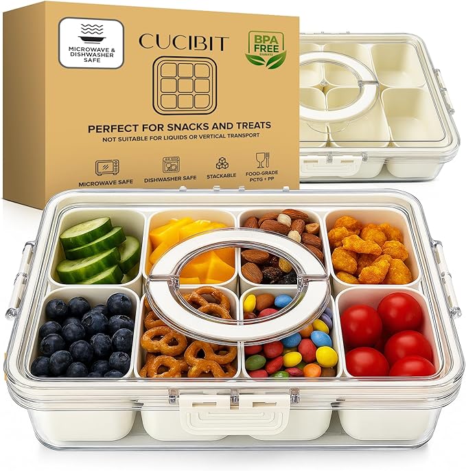 BPA-Free Snack Storage Box with 8 Compartments – Microwave & Dishwasher Safe Plastic Organizer for Dry Food