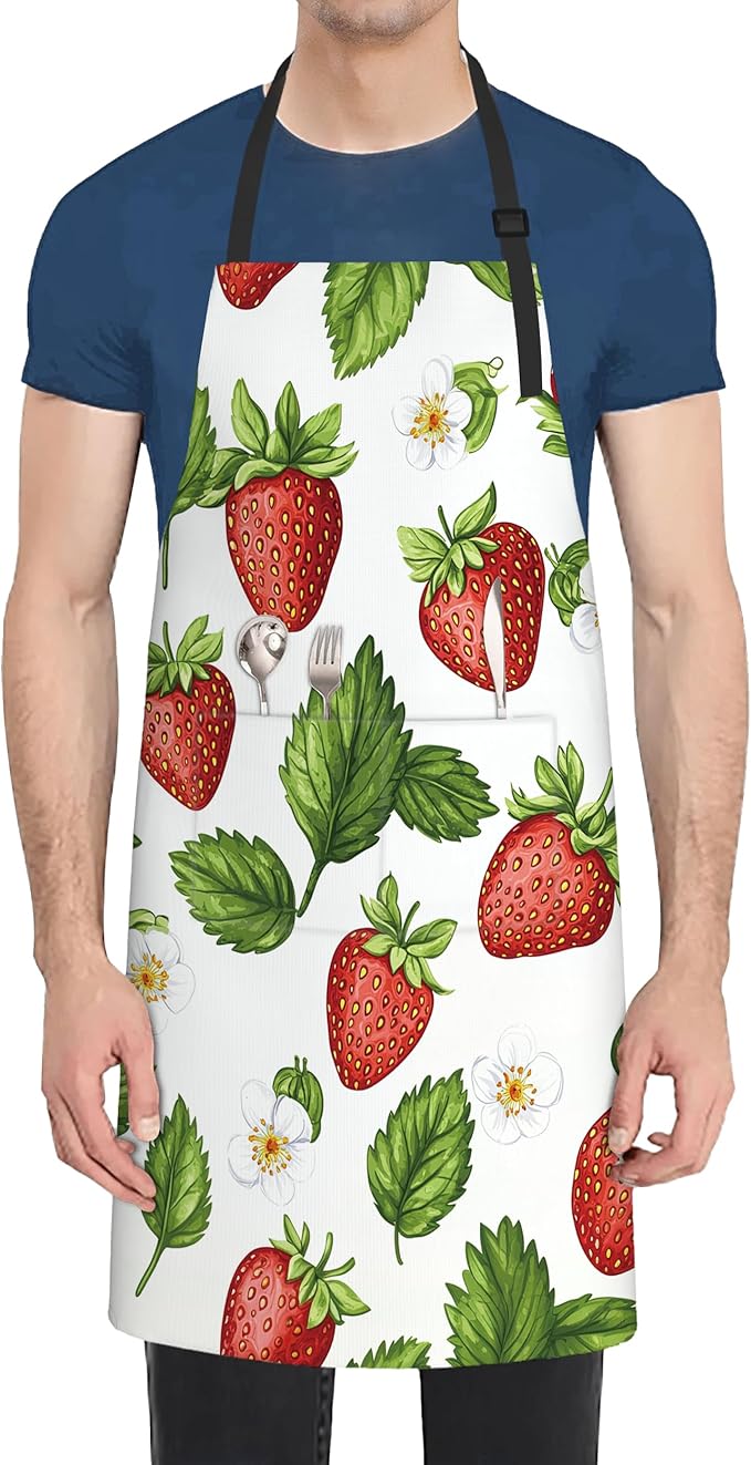 Kitchen Apron with Pocket,Waterproof Adjustable Neck and Long Ties, Cooking Baking Gardening Painting Apron for Women