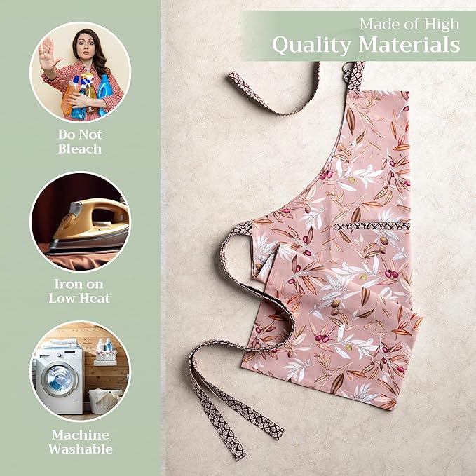Maison d' Hermine 100% Cotton Apron for women with Pocket Kitchen Chef Apron for Men Cooking Gardening Server Waitress