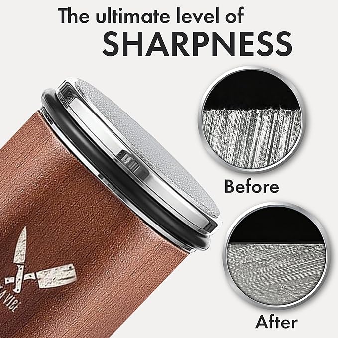 Upgraded Heavy Duty Rolling Knife Sharpener Kit – High Carbon Stainless Steel 600, 1000 & 6000 Replacement Discs | 4 Adjustable Angles | Professional Knife Sharpening kit for Kitchen & Chef's Knives