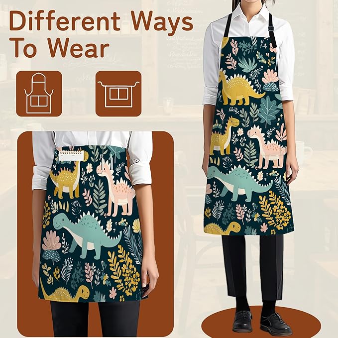 Kitchen Apron with Pocket,Waterproof Adjustable Neck and Long Ties, Cooking Baking Gardening Painting Apron for Women