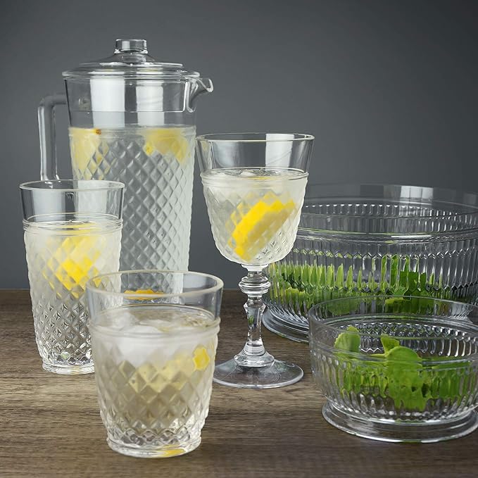 PG Plastic Drinking Glasses 20oz - Set of 4 Clear Acrylic Water Glasses - Plastic Tumblers, Safe & Reusable, Drinkware for Indoor & Outdoor Glassware